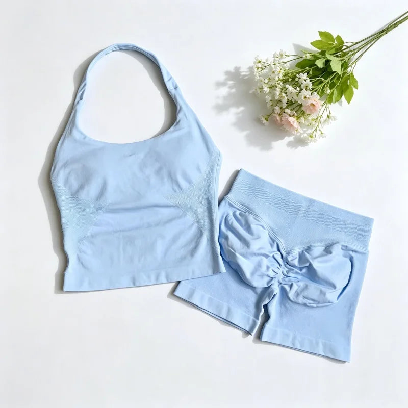 Ensemble sport dos-nu scrunch taille haute