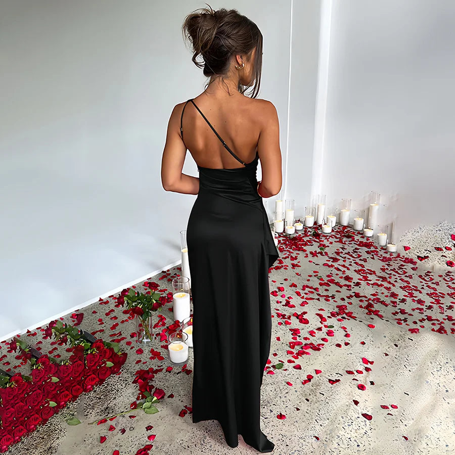Robe satin asymétrique
