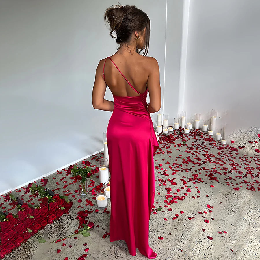 Robe satin asymétrique