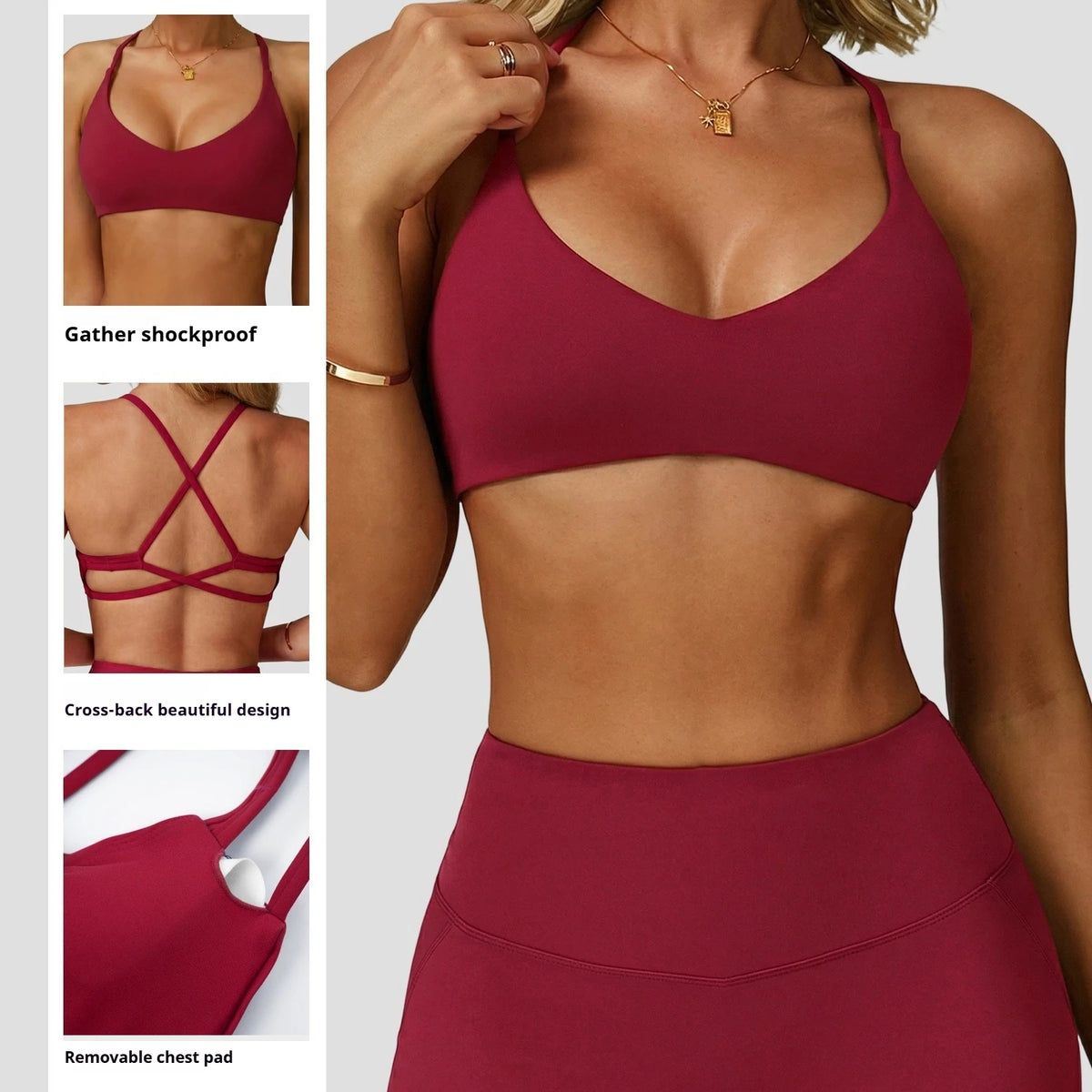 Brassière de sport maintien fort dos croisé