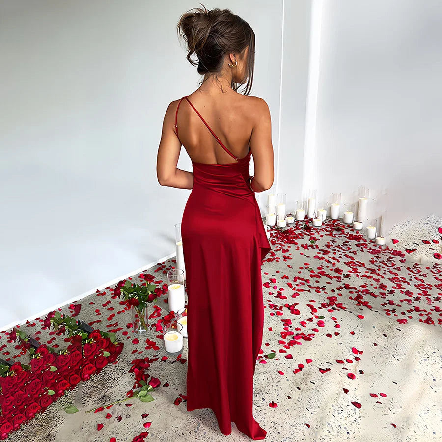 Robe satin asymétrique