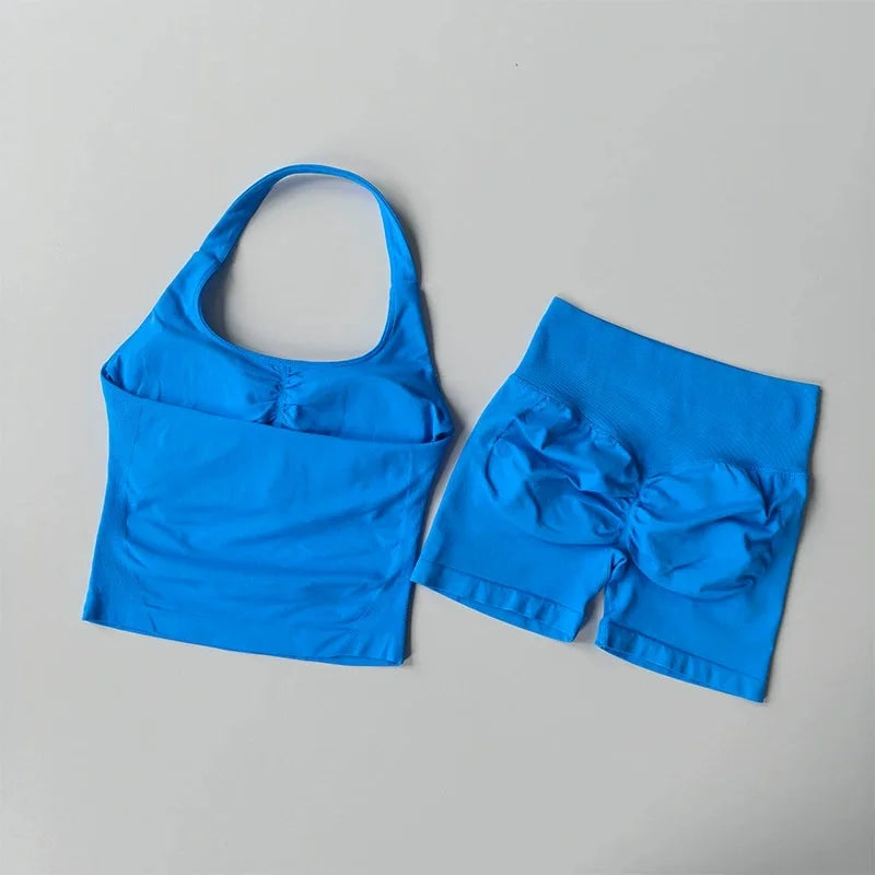 Ensemble sport dos-nu scrunch taille haute
